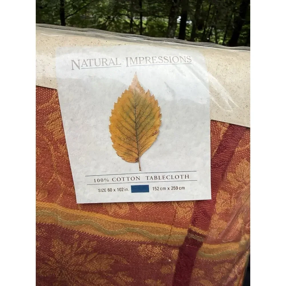 New Vtg Natural Impressions Fall Thanksgiving Cotton Tablecloth 60